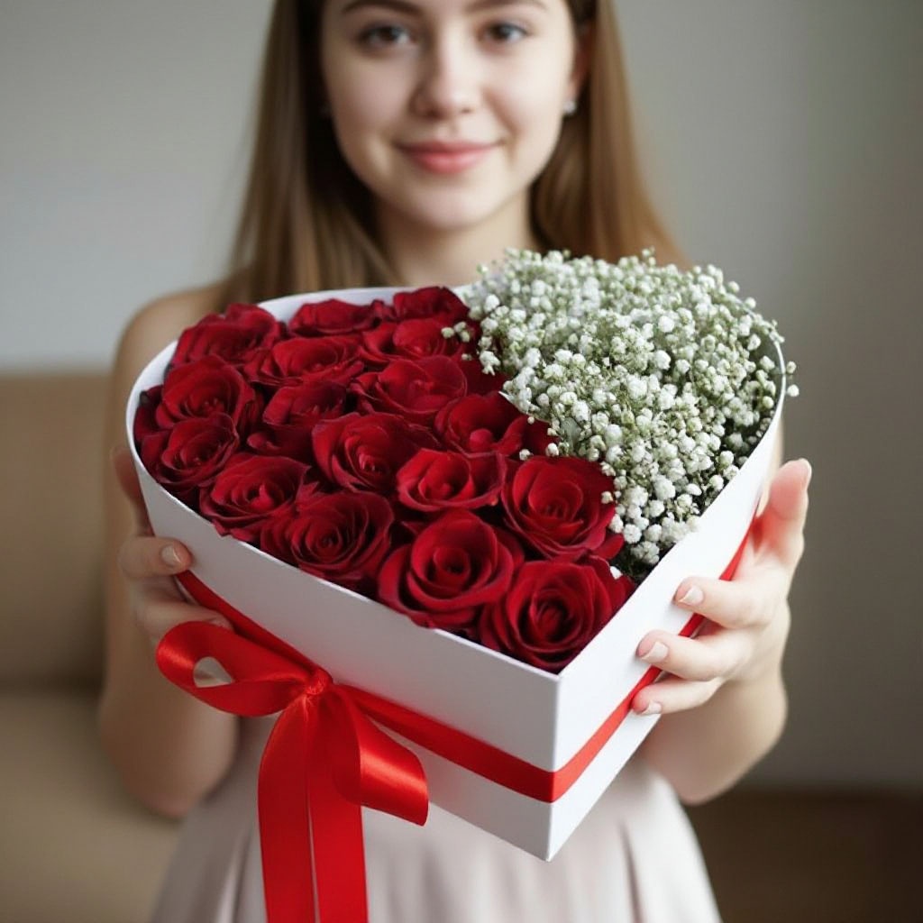 картинка Коробочка "СЕРДЦЕ" с цветами №0189 от Салона цветов ПИОН в Тамбове