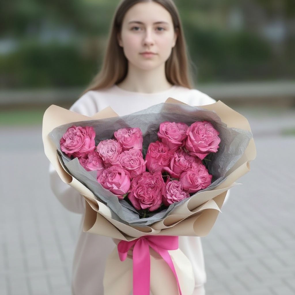 картинка Букет из 15 пионовидных роз Эквадор №0012 от Салона цветов ПИОН в Тамбове
