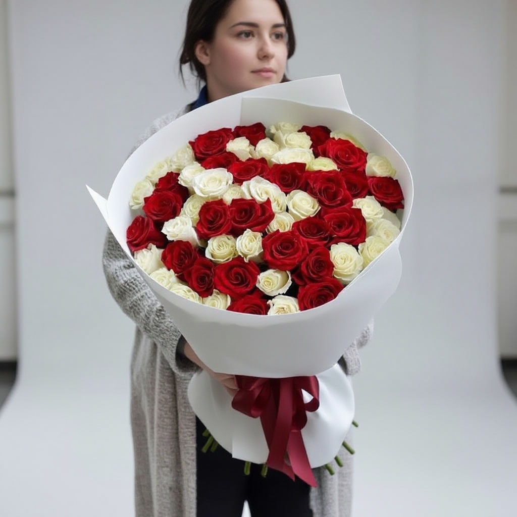картинка Букет из 55 роз Эквадор №1590 от Салона цветов ПИОН в Тамбове