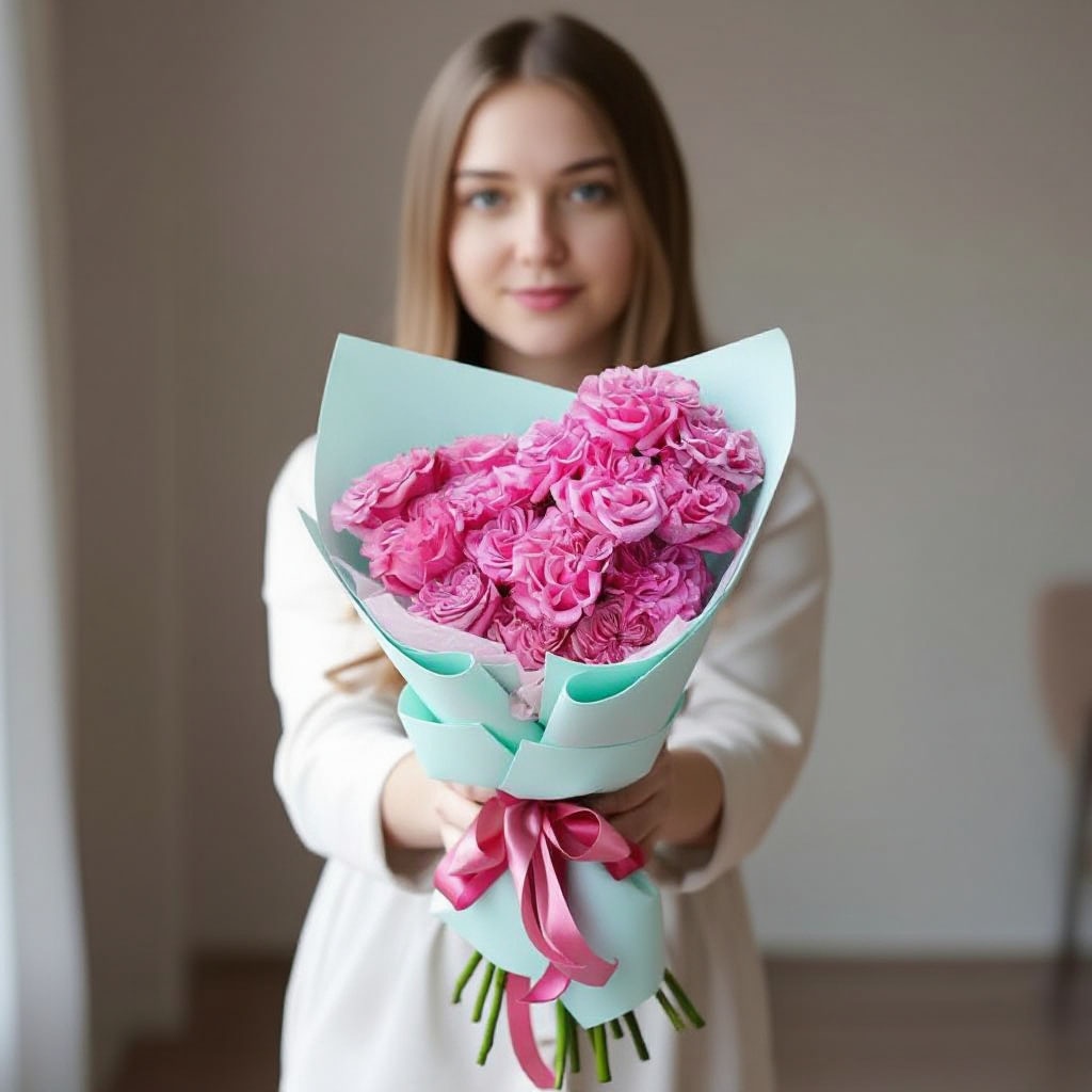 картинка Букет из 15 пионовидных роз Эквадор №0162 от Салона цветов ПИОН в Тамбове